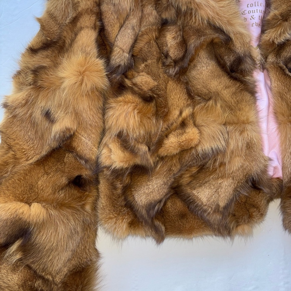 Vintage Y2K Juicy Couture Brown Fox Fur Jacket Pam Gela Mink Genuine P XS Glam S - Picture 4 of 17